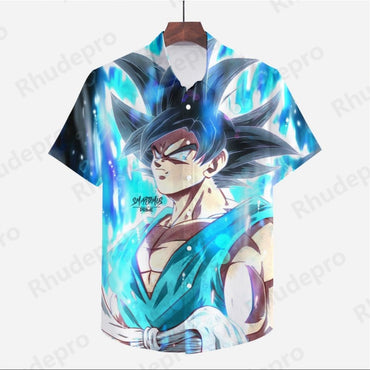 Men's Clothes Seaside Trip Dragon Ball Z Shirt Cool Beach Style Anime High Quality Streetwear Summer Goku Fashion 2024 Y2k