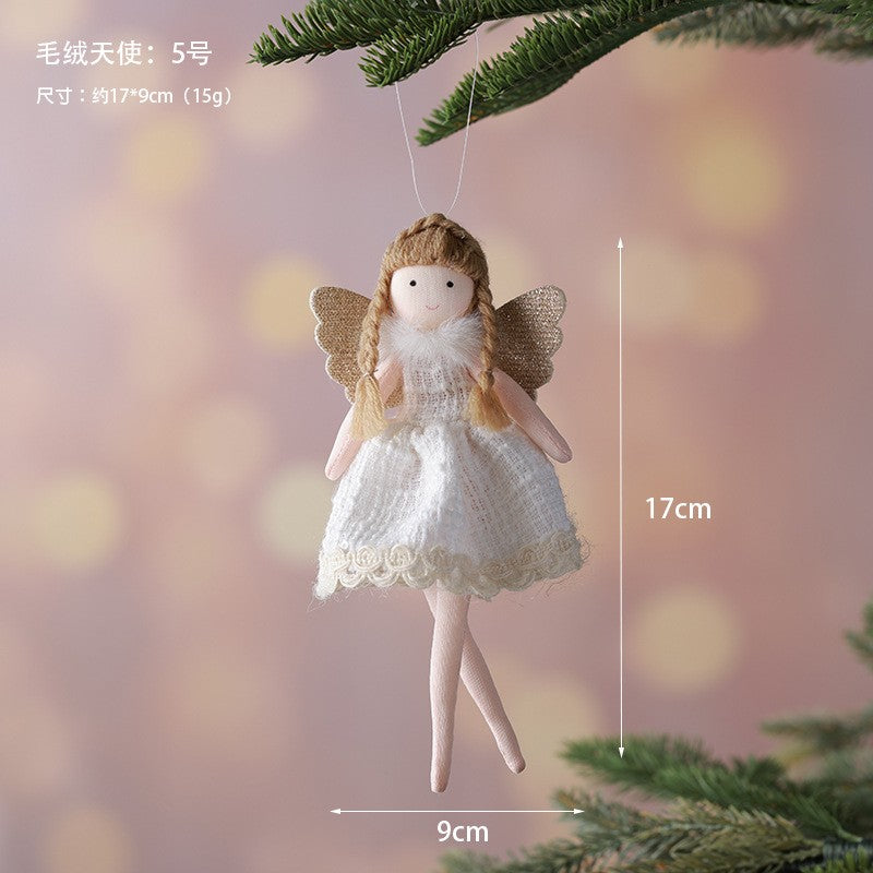 2Pcs New Christmas Cute Plush Angel Doll Pendant Lovely Boys Girls Xmas Tree Hanging Decoration Merry Christmas Party Ornaments