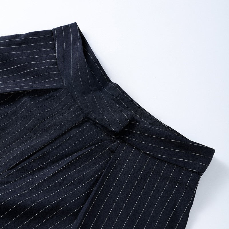 Casual Striped Loose Pants Women High Waist Pleated Straight Long Wide Leg Trousers Female 2025 Fashion Autumn Lady Bottoms