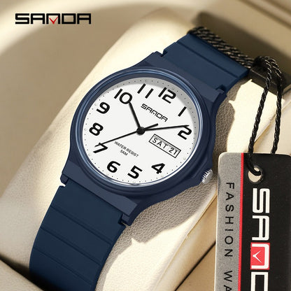 SANDA 9072 Student Quartz Watch Simple Light Fashion Resistant Outdoor Sport Wristwatch for Boy and Girl Best Gift