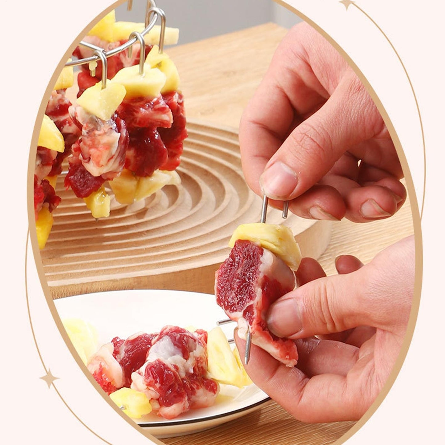 Stainless Steel Grill With 24 Skewers Air Fryer Stand Can Air Fryer Skewer Rack Stainless Steel Wire Rack Kitchen Gadgets Grill