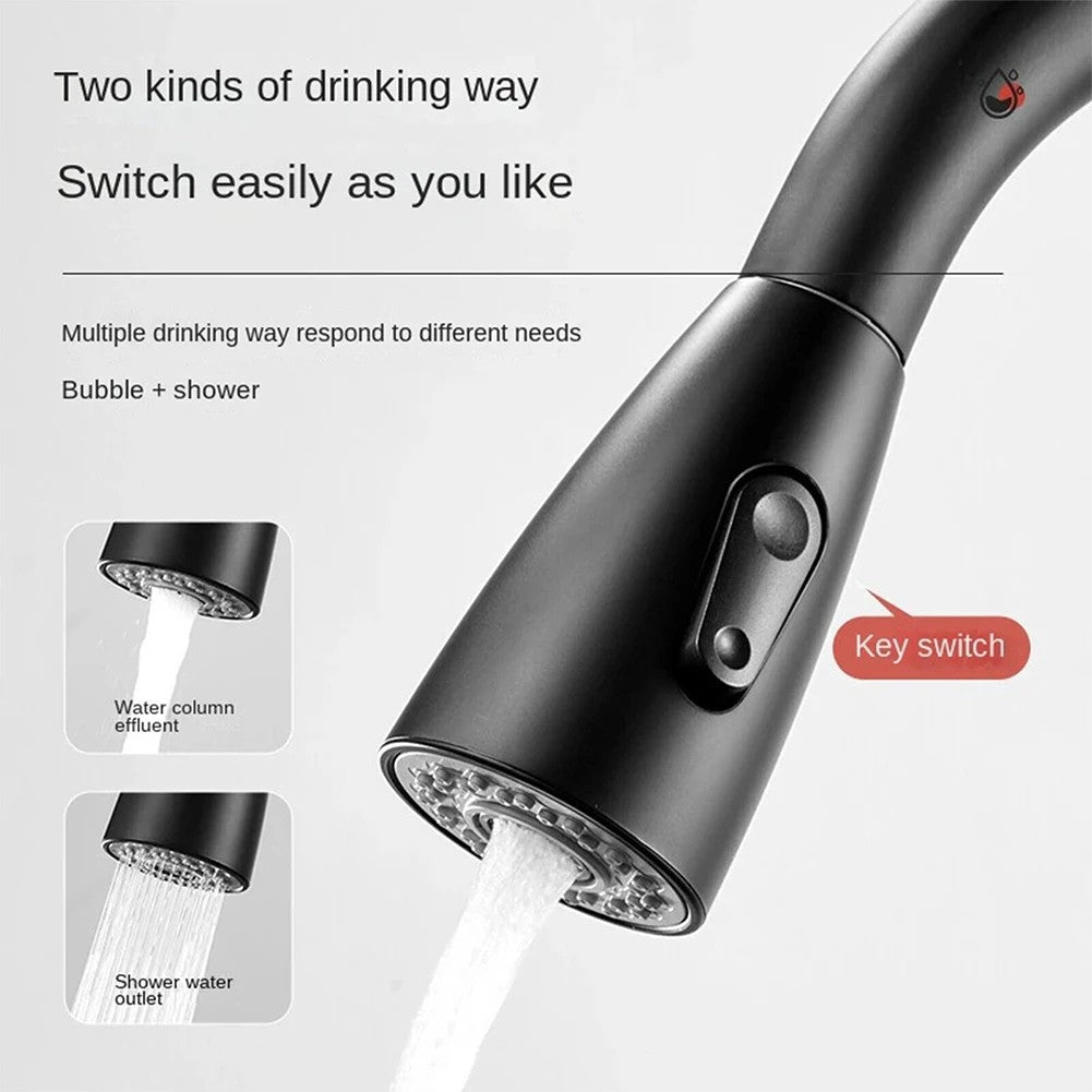 Kitchen Faucets Brushed Nickel Pull Out Kitchen Sink Water Tap Deck Mounted Mixer Stream Sprayer Head Hot Cold Taps Sliver