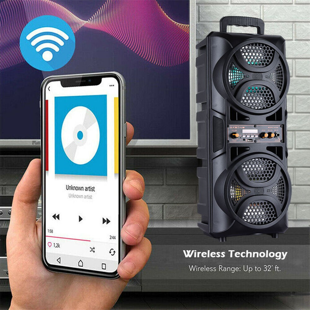 3000W Portable Bluetooth Party Speaker Dual 6.5 inch Subwoofer Rechargeable Heavy Bass Sound System Wireless Speaker