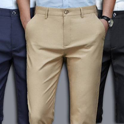 2025 Summer Autumn Thin Trousers Men Formal Dress Suit Pants Work Pants Quality Business Casual Pants Black Wine Red Long Pants