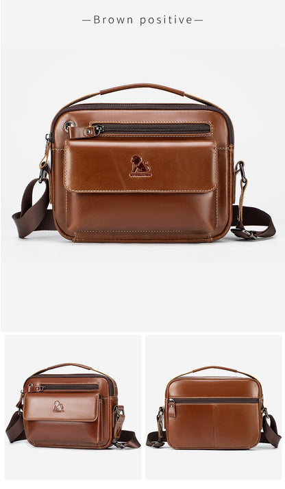 STEEL LION top layer cowhide men's single shoulder diagonal cross bag casual sports horizontal mobile phone bag genuine leather