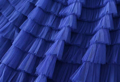 HOT Solid Multilayer Ruffle Mesh Skirt Women Boho High Waist Long Maxi Tulle Skirt Spring Summer Party Women's Clothing