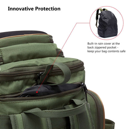 Mochila de Pesca Multifuncional Bassdash Leve Tática com Caixa de Iscas Flexível e Capa de Chuva Protetora