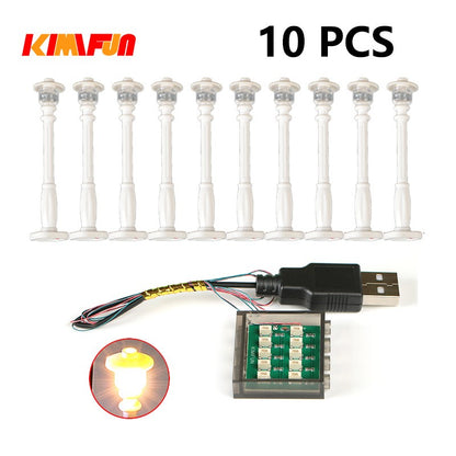 10PCS 0.8mm Pino RGB LED Blocos de Montar USB Lâmpada DIY Luz de Rua Cidade Decoração Elétrica 1X1 Tijolo Compatível com Todas as Marcas