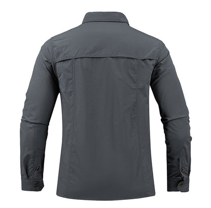 Men Summer Tactical Long Sleeved Shirts US Hot Outdoor Multi-pocket Army Green Waterproof Summer Camping Fishing Cargo Shirts