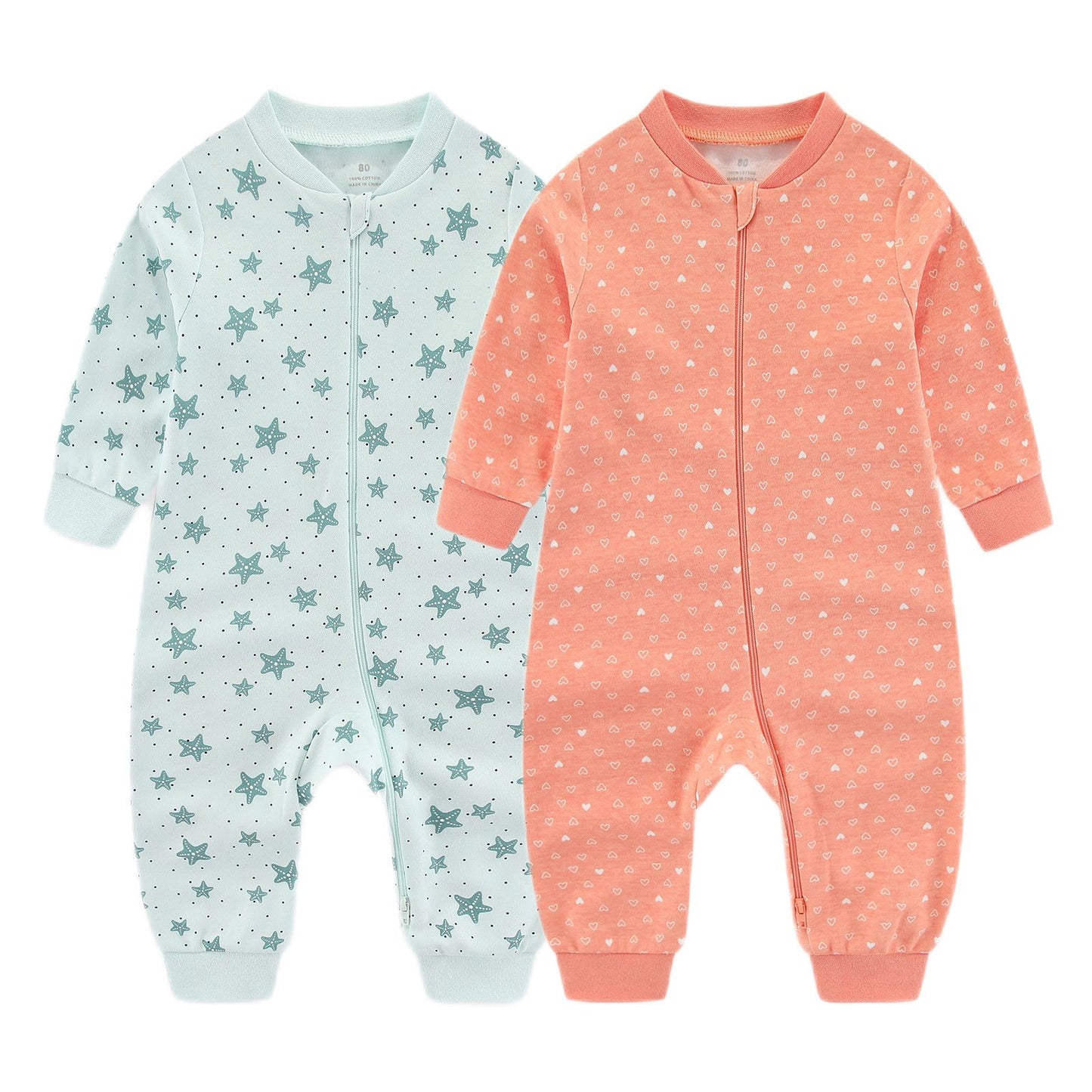 Kiddiezoom 1/2Pcs Fashion Christmas Cartoon 100%Cotton zipper Baby Boy Girl Rompers Soft newborn Clothes