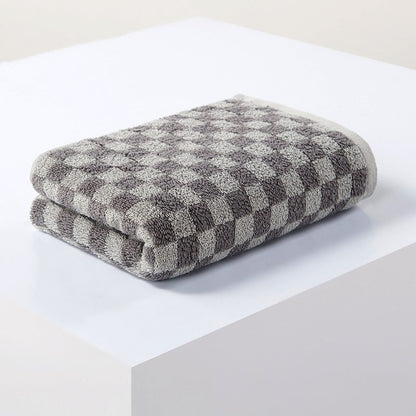 Battilo Plaid Cotton Bath Towels Set Soft Absorbent Daily Cleansing Face Hand Towel Set Patterned Lightweight Towel for Bathroom