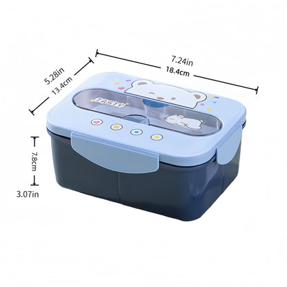 Conjunto de Copo Lancheira Infantil de Plástico Portátil 1200ML com Garfo e Lancheira Infantil com Copo de Água, Recipiente para Armazenamento de Alimentos