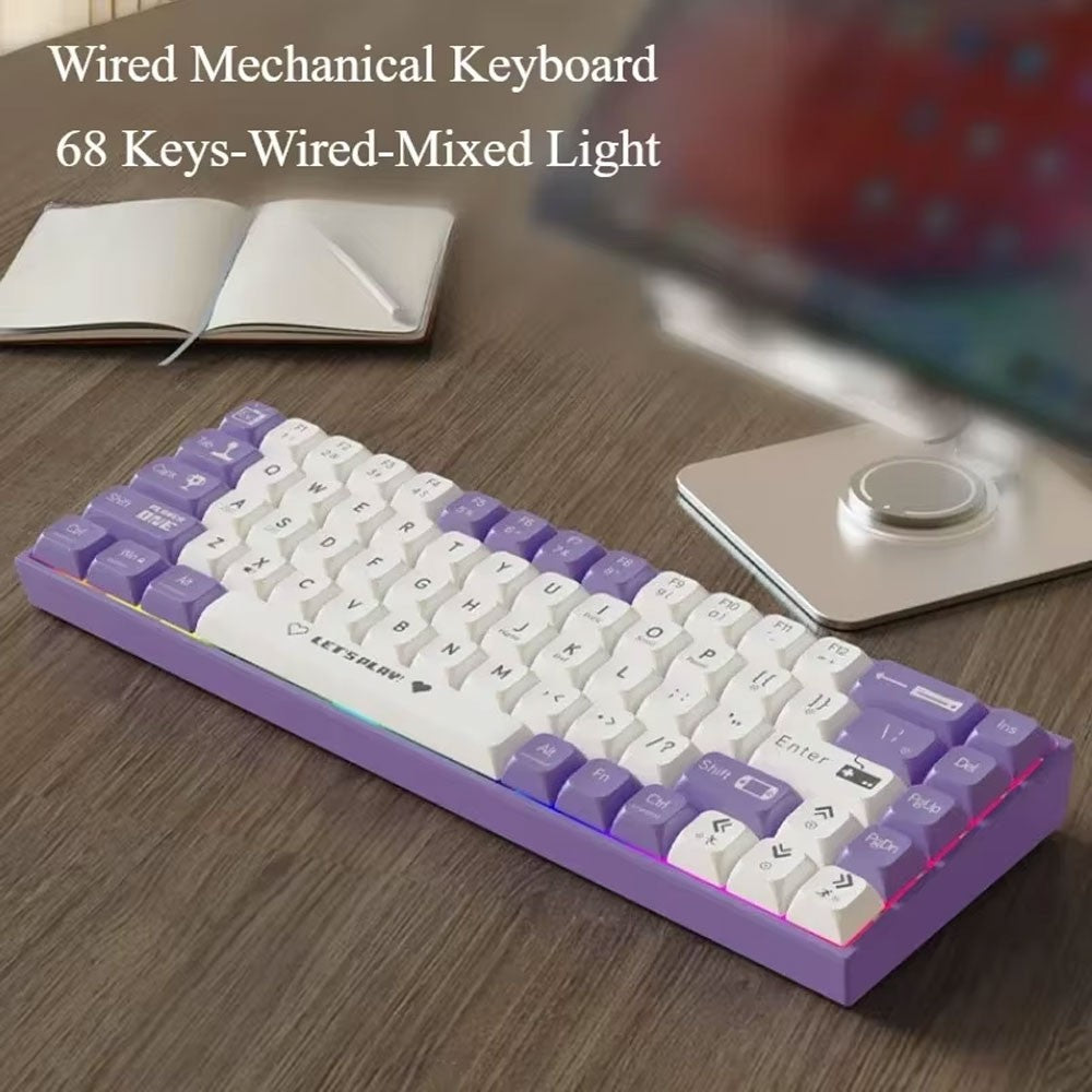 AK680 Mechanical Gaming Keyboard Wired Hot Swap 68 Keys Ergonomic E-Sport Office Type-C Laptop Accessory Gamers and Professional