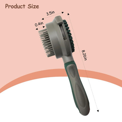 Cat Hair Removal Pet Brush Double Sided Massaging Retractable Self Cleaning Soft Pet Grooming Brush with Handle Pet Loose Hairs