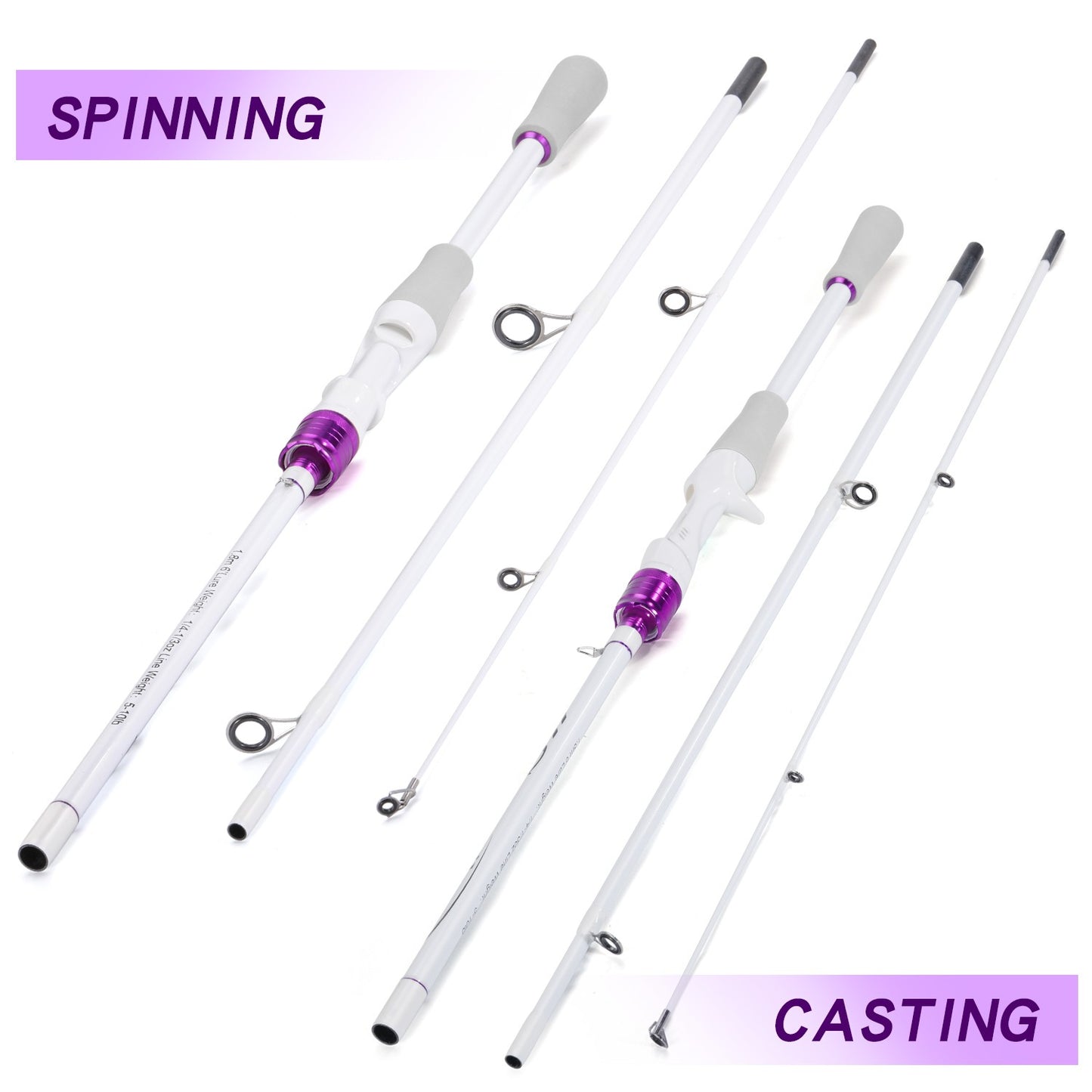 Vara de Pesca Sougayilang Casting/Spinning 2 Seções 1.8m Ultralight Carbono Cabo EVA para Várias Águas