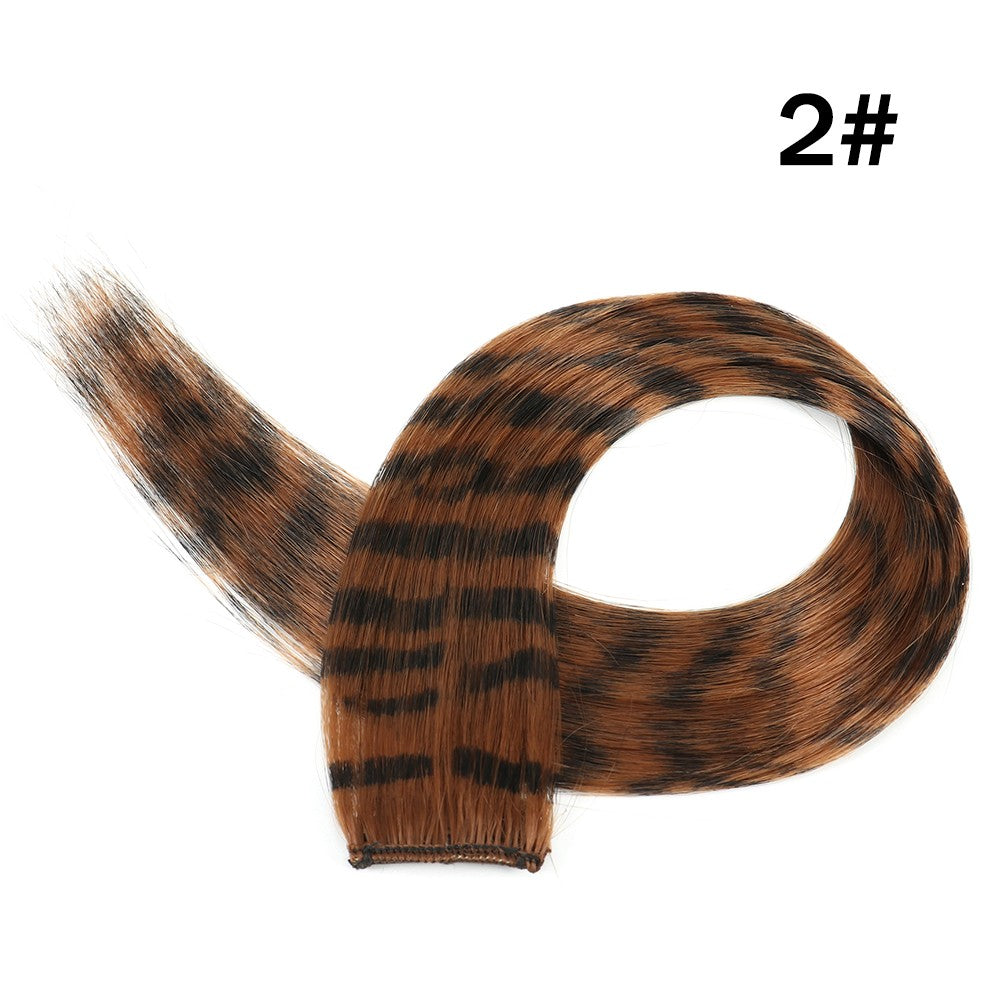 Aplique de Cabelo Sintético 18" Longo Liso Feminino de Alta Temperatura Clip In Extensão de Cabelo Peruca de Pena Azul Rosa Colorido