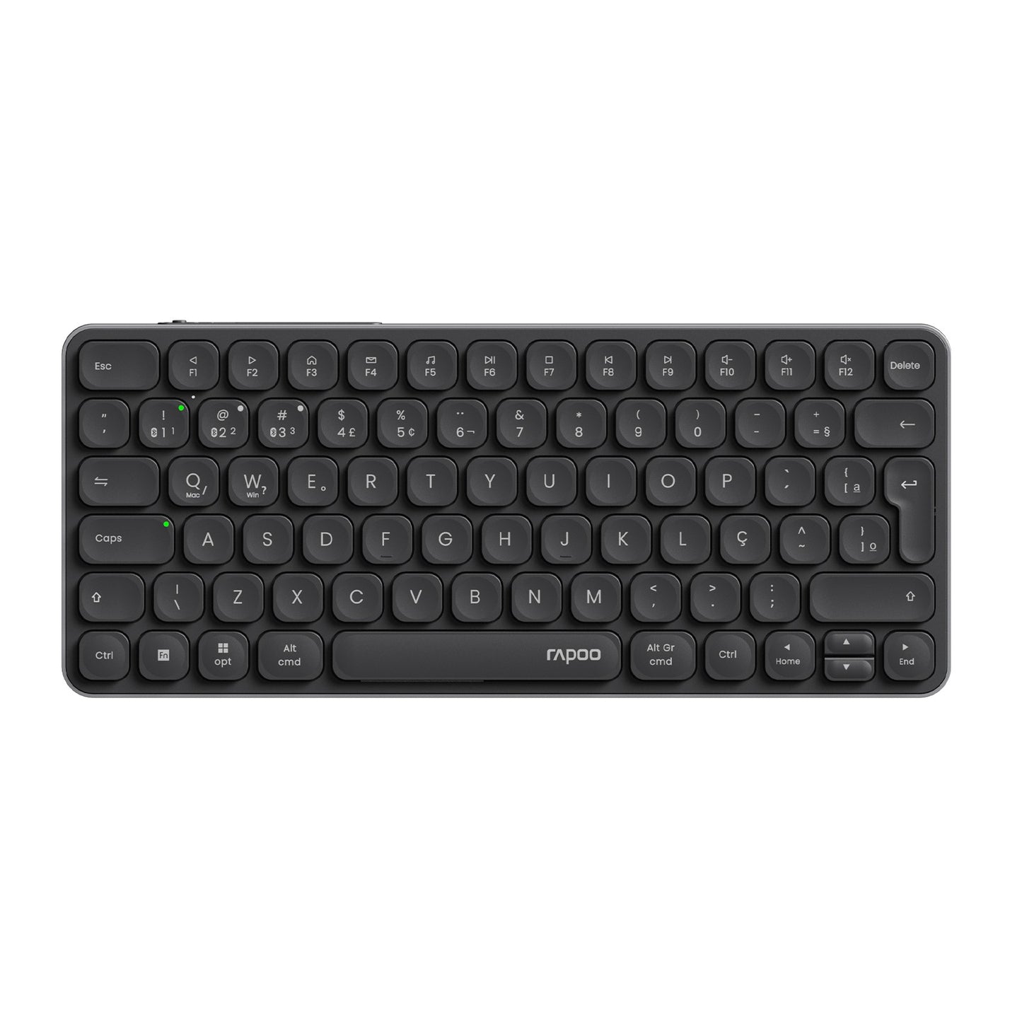 Teclado Sem Fio Bluetooth Multidispositivo Recarregável Rapoo E9050L ABNT2 Português Brasil na Cor Preta com Teclas Multimídia