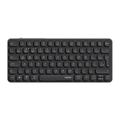 Teclado Sem Fio Bluetooth Multidispositivo Recarregável Rapoo E9050L ABNT2 Português Brasil na Cor Preta com Teclas Multimídia