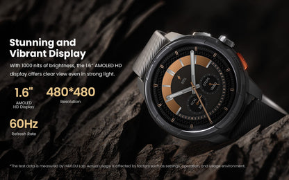 Smartwatch GPS HAYLOU Solar Ultra, Tela AMOLED de 1,6", 5ATM à prova d'água, GPS integrado, Chamadas telefônicas Bluetooth, Relógio inteligente esportivo
