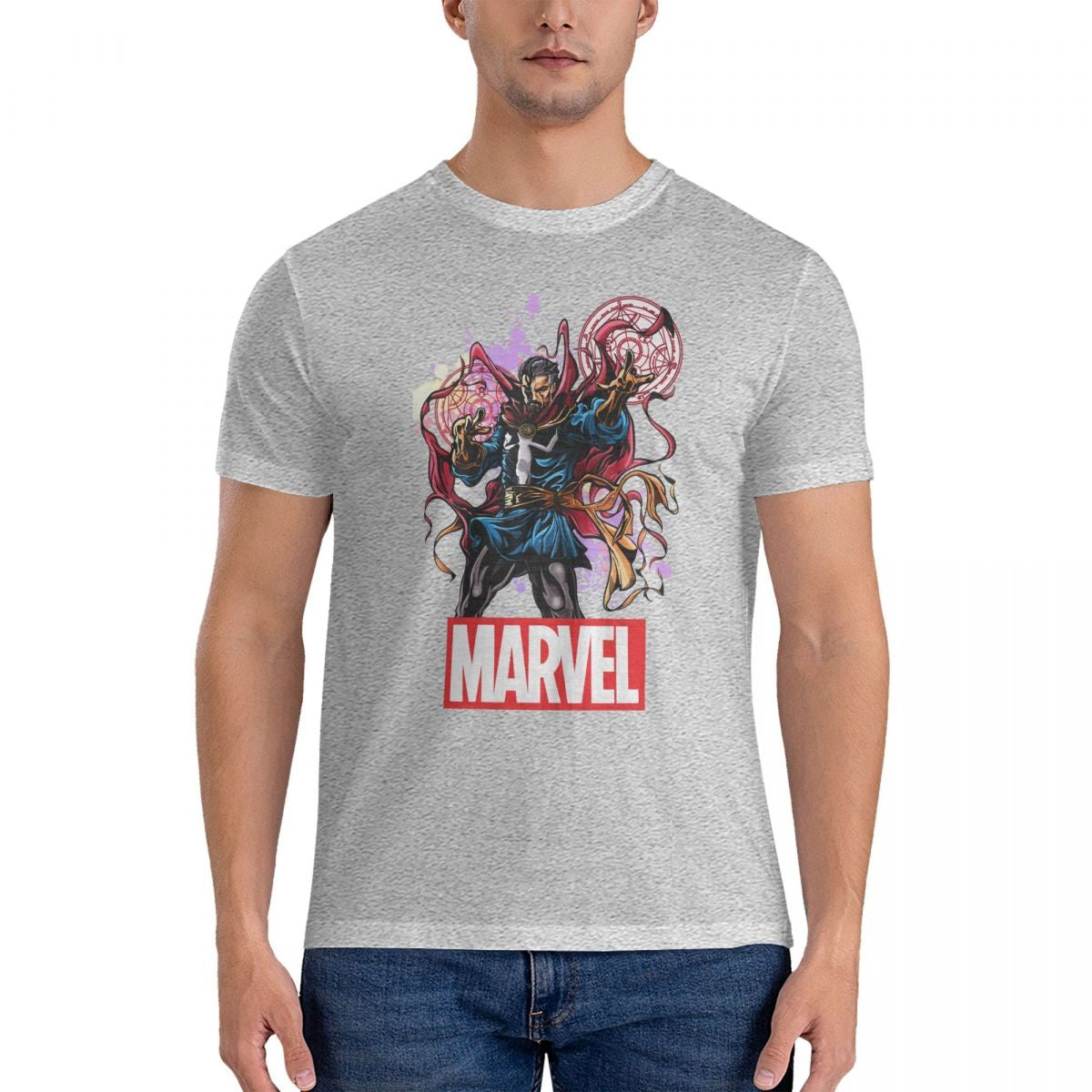 Fashion Spelling T-Shirts Men Crewneck Cotton T Shirts Marvel Dr.Strange Film Short Sleeve Tee Shirt Original Clothes