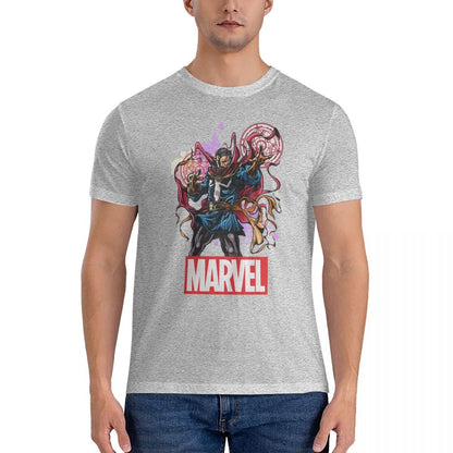 Fashion Spelling T-Shirts Men Crewneck Cotton T Shirts Marvel Dr.Strange Film Short Sleeve Tee Shirt Original Clothes