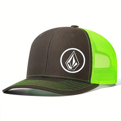 Boné de beisebol estampado com símbolo simples ligeiramente curvado masculino e feminino para eventos esportivos ao ar livre, boné de pato, chapéu de motorista de caminhão americano