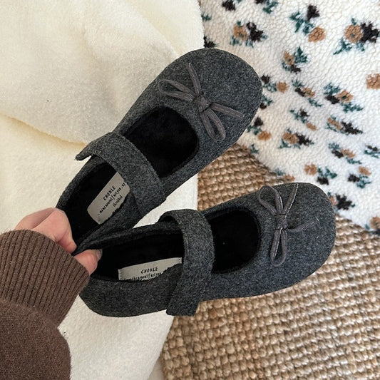 Autumn Woolen Fabric Women Flats Shoes Fashion Shoes Ladies Comfort Outdoor Warm Cotton Fur Shoes