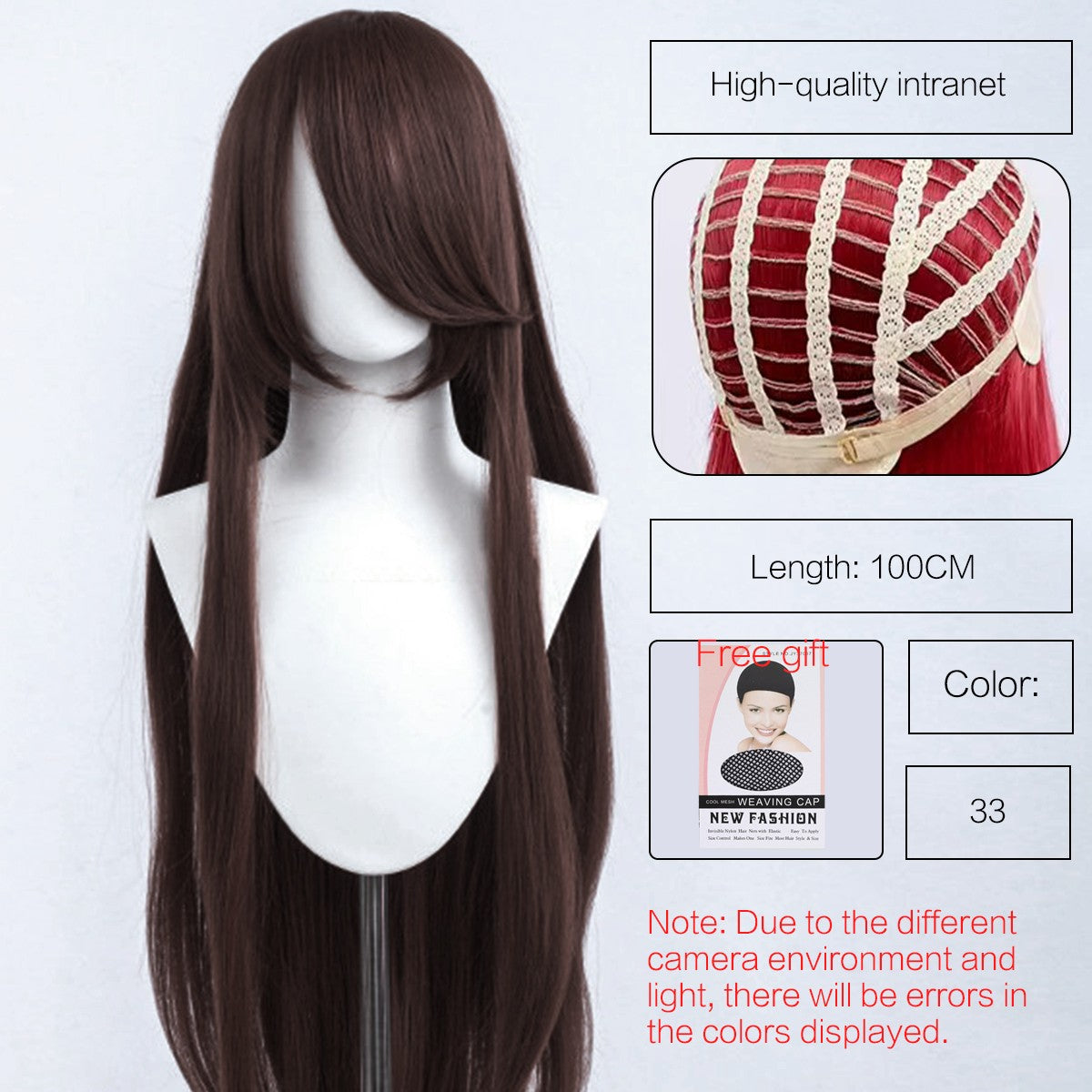 Synthetic Cute Cosplay Wig 40-inch Oblique Bangs Anime Costume Long Straight Lolita Wig Party Wig