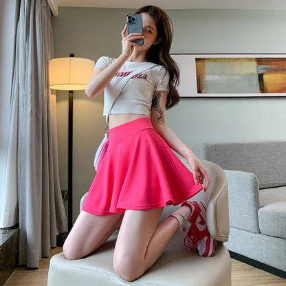 Bubble Short Skirt Women Half Skirt Anti Exposure High Waist Sun Underwear Hundred Pleats