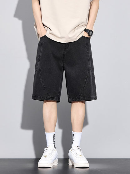 Men's Summer Denim Cargo Shorts Big Size 8XL 7XL 6XL Elastic Waist Straight Baggy Jeans Shorts