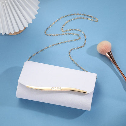 Fashionable Japanese and Korean style ladies' metal-edged elegant evening bag with glitter material high-end single-shoulder cr