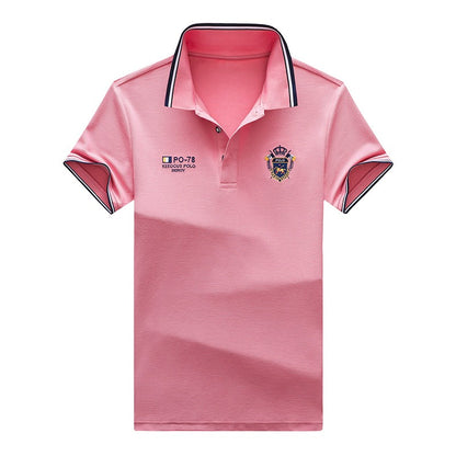 New Men's Casual Embroidery Short Sleeve Polo Shirt Fashion Solid Color Top
