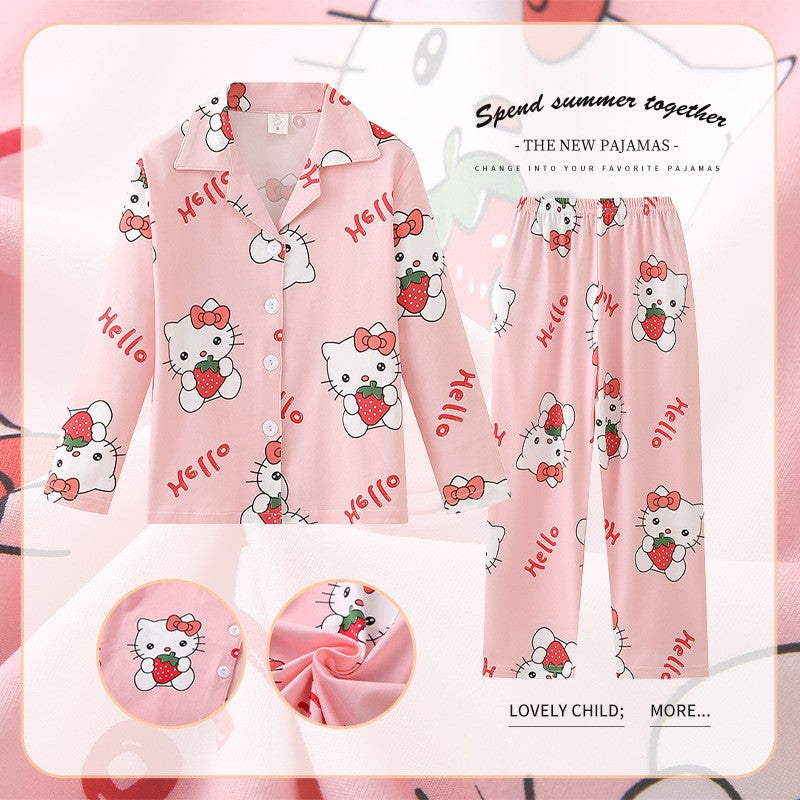 Kawaii Pochacco Children Pajama Sets Lovely Cartoon Print Collar Kids Sleepwear Set Soft Comfortable Boys Girls Pajamas