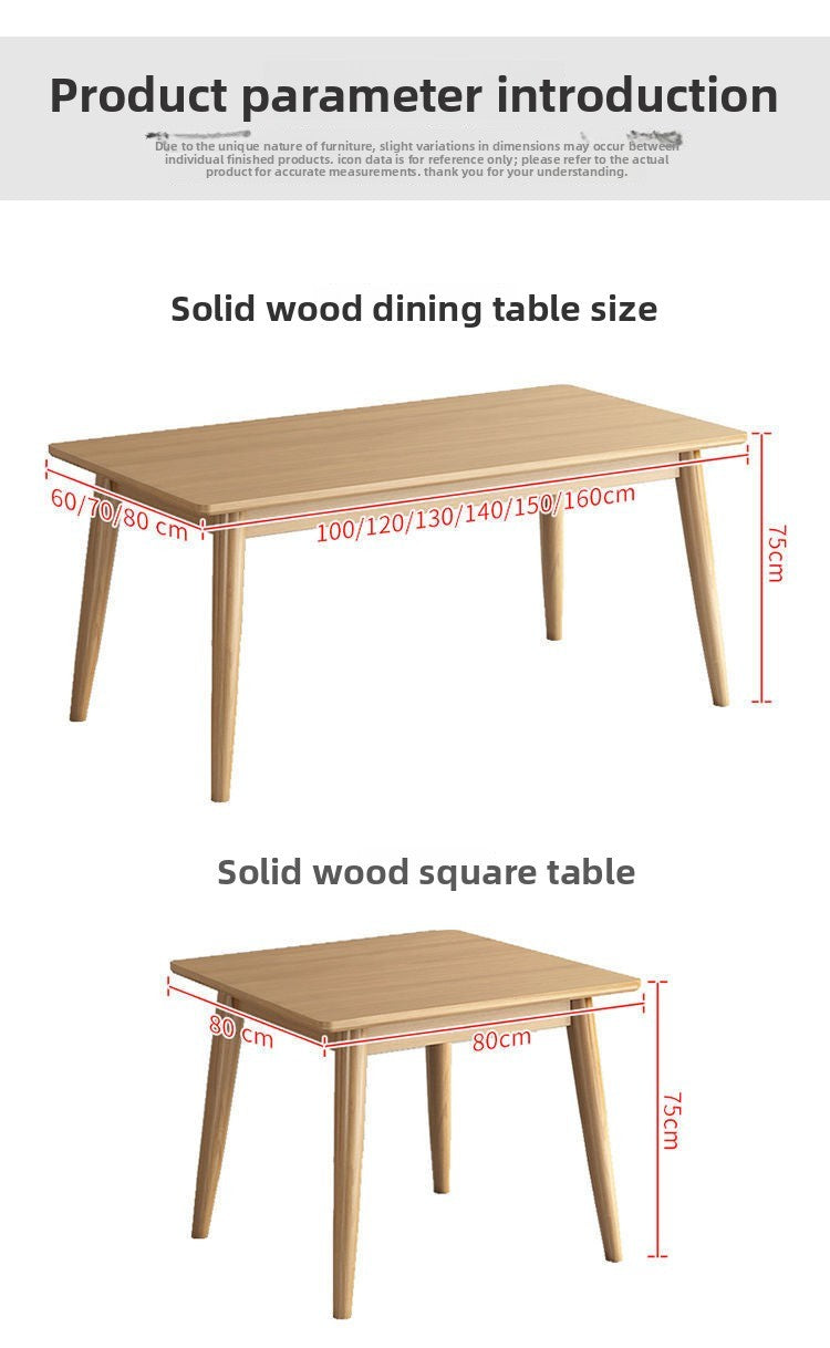 Nordic Solid Wood Dining Table And Chairs 4 Piece Set Modern Minimalist Rectangular Compact Space Saving Kitchen Dining Room