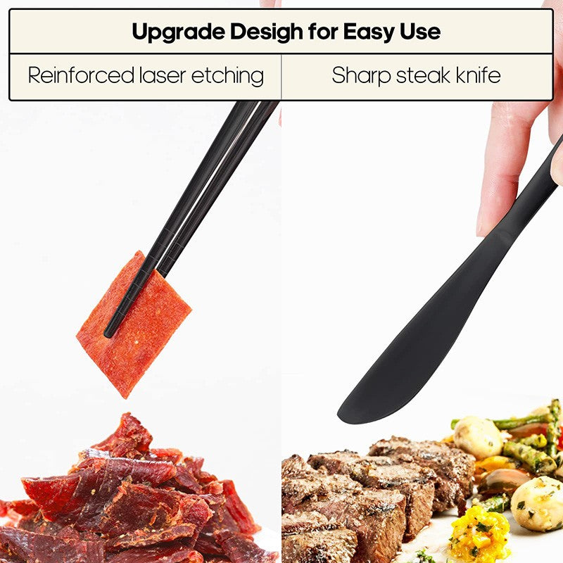5Pcs Stainless Steel Dinnerware Set Tableware Spoon Fork Knife Chopsticks Kit with Storage Bag Kitchen Household Cutlery Set