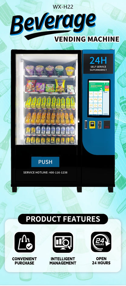 High Capacity Vending Machine Energy Efficient Smart Combo Machine for Libraries with Quiet Operation Mode Snack Vending Machine
