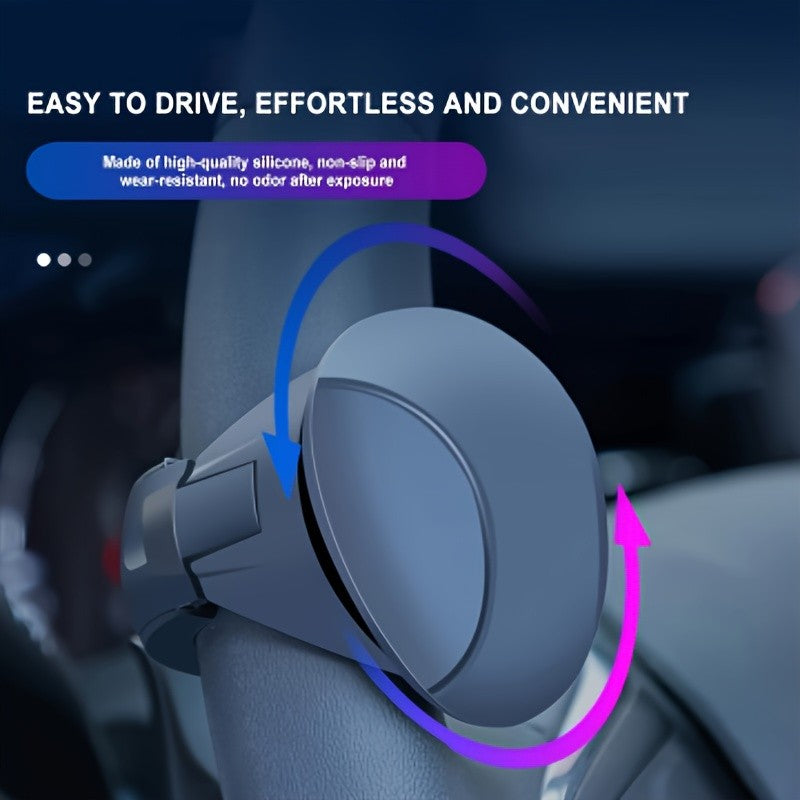 360° Smooth Rotation Easy-Grip Silicone Steering Wheel Knob with One-Hand Operation, Built-in Metal Bearing & Non-Slip Grip