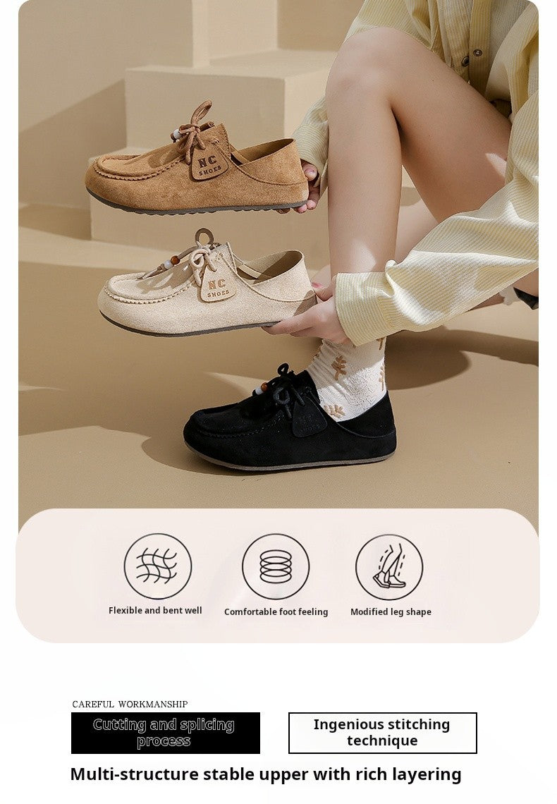 Fashion Brand Shoes Woman 2025 Autumn New Vintage Suede Loafers Pumps Women's Casual Flats Shoes British Style Flat Single Shoes