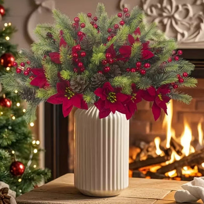 Artificial Flowers Maintenance-Free Christmas Bouquet Red Berry Decoration Festive Holiday Artificial Flowers For Festive Home