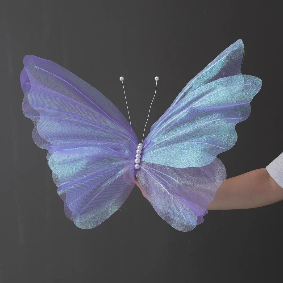 1/2/4pcs 50cm 3D Gradient Silk Butterfly,Wavy Petal Edge,Glitter Org Layered,for Wedding/Party/Photo Gift