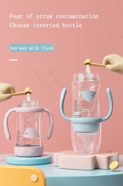 Dr.Green Wide Mouth Newborn baby bottles PPSU Washable Bottles Forward and reverse bi-directional scale inverted milk brewing