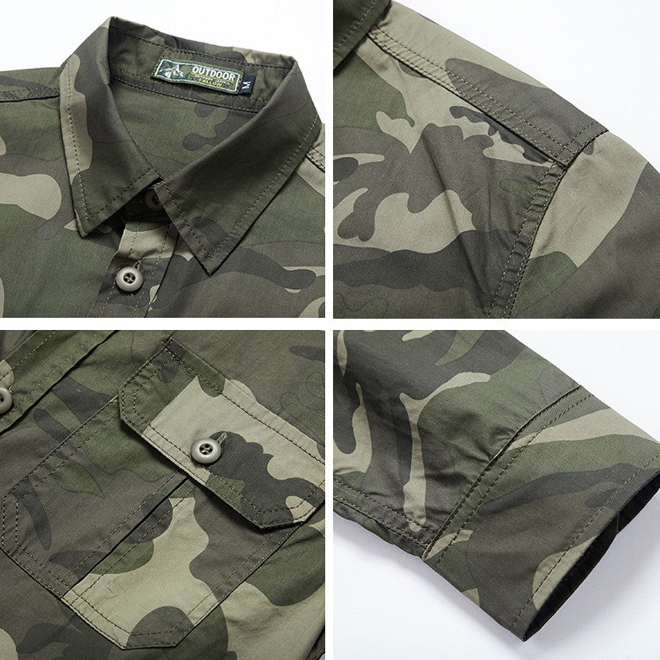 Military Camouflage Shirt Men Long Sleeve Shirts Spring Autumn Camo Cargo Shirts Male Fashion Casual Blouse