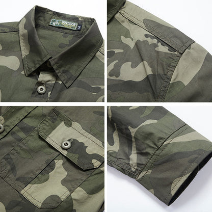 Military Camouflage Shirt Men Long Sleeve Shirts Spring Autumn Camo Cargo Shirts Male Fashion Casual Blouse
