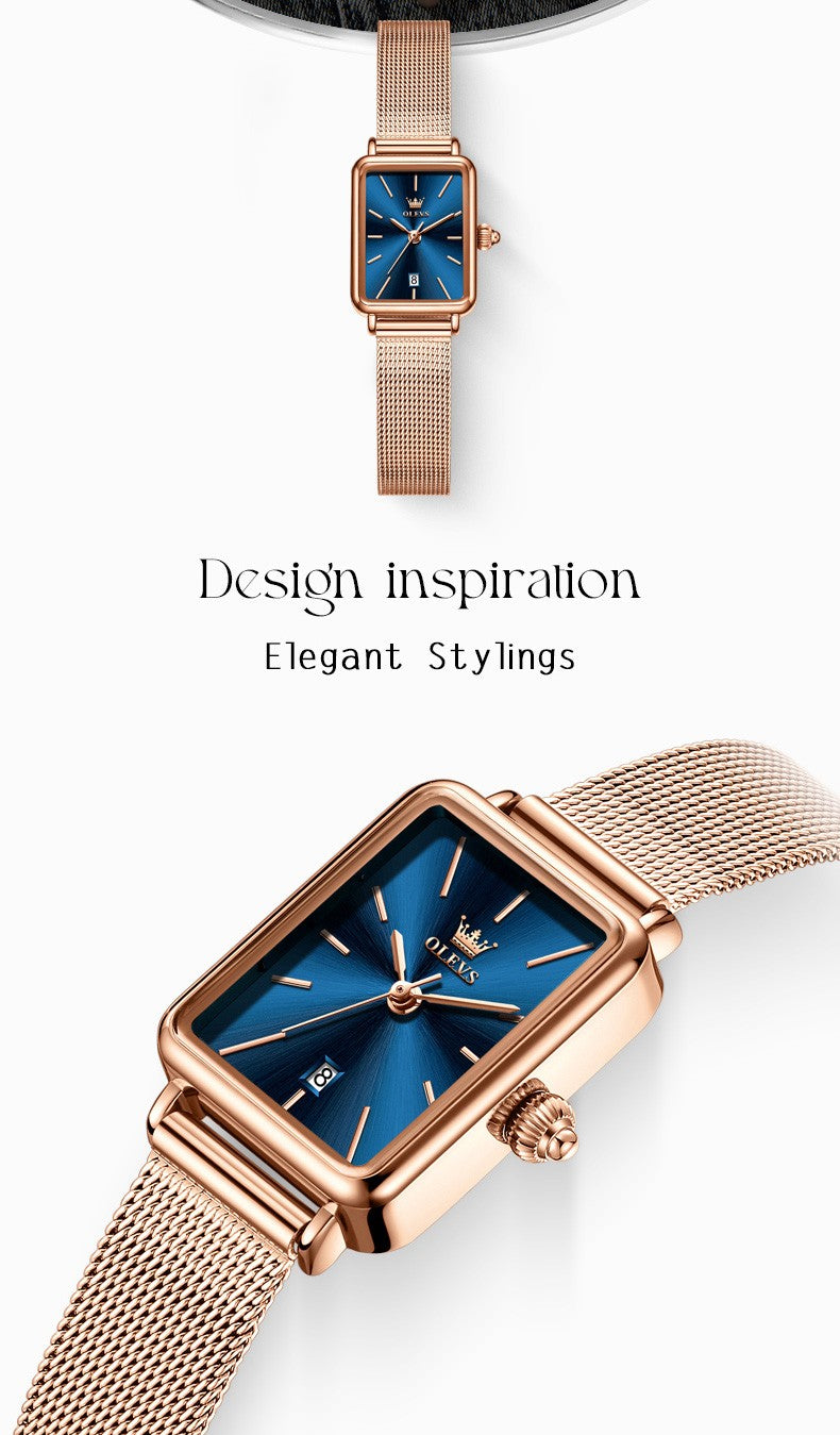 OLEVS Ultra Thin 8mm Women's Watches With Gift Box Fashion Elegant Rose Gold Mesh Steel Strap Luxury Quartz Watch for Woman 3692