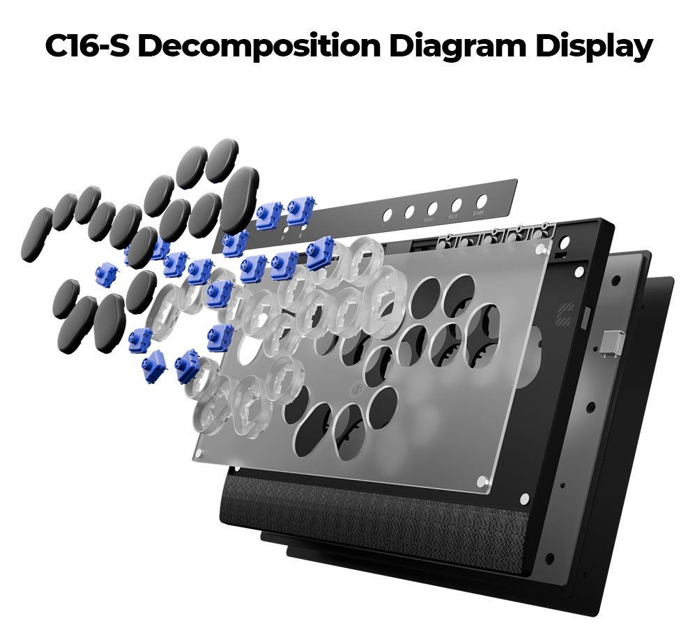Haute42 Magnetic C16-S Joystick Hitbox Leverless Controller Stickless Arcade Stick Keyboard For PC/PS4/PS5/Switch Fight Sticks