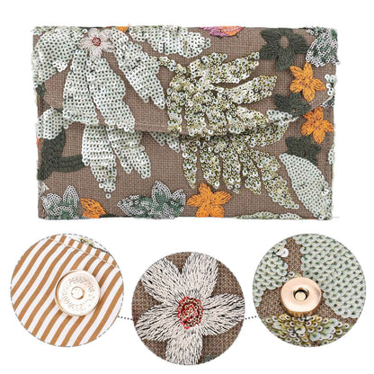 Straw Bag Evening Clutch Sequin Envelope Package Embroidered Handbag for Wedding Vacation Travel