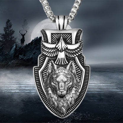 Colar Masculino de Aço Inoxidável com Pingente Triângulo e Cabeça de Lobo, Joia Punk de Animal para Homens, Presente de Aniversário, Estilo Hip Hop