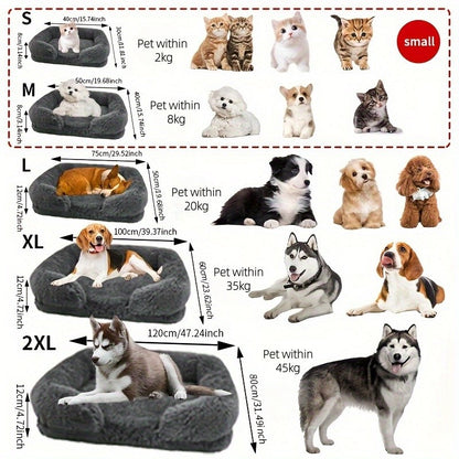 Cama Calmante para Cães Ortopédica em Espuma Viscoelástica Tamanhos P M G GG GGG Sofá com Capa Removível e Impermeável e Tapete de Pelúcia para Cães de Pequeno, Médio e Grande Porte