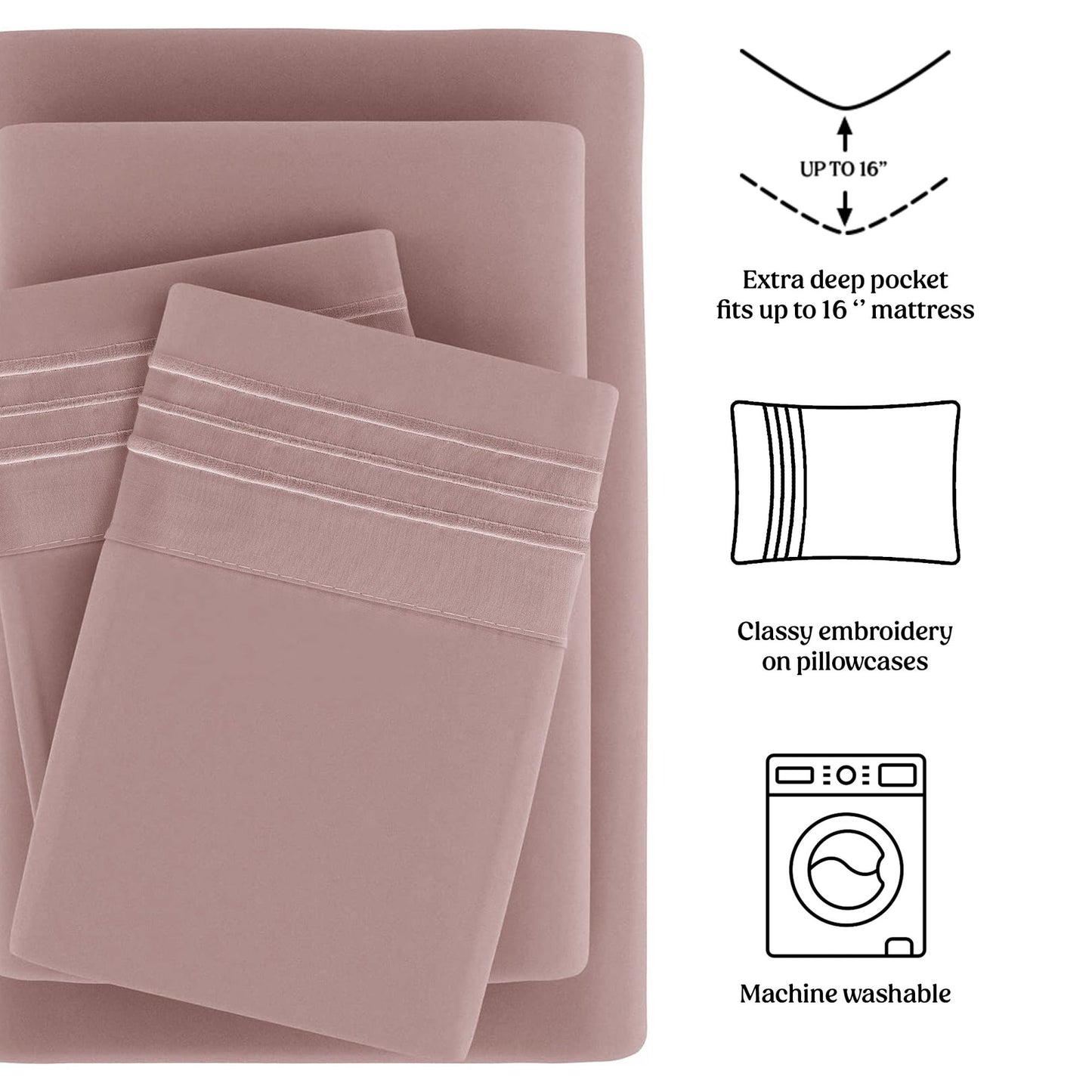 4-piece set of solid-colored bed sheets - 1801 series fashionable and comfortable bedding set