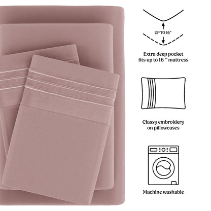 4-piece set of solid-colored bed sheets - 1801 series fashionable and comfortable bedding set